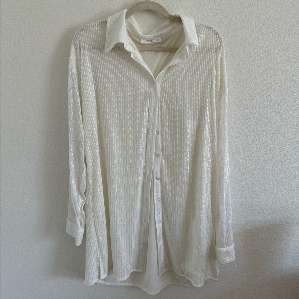 12th Tribe White Sequin Dress